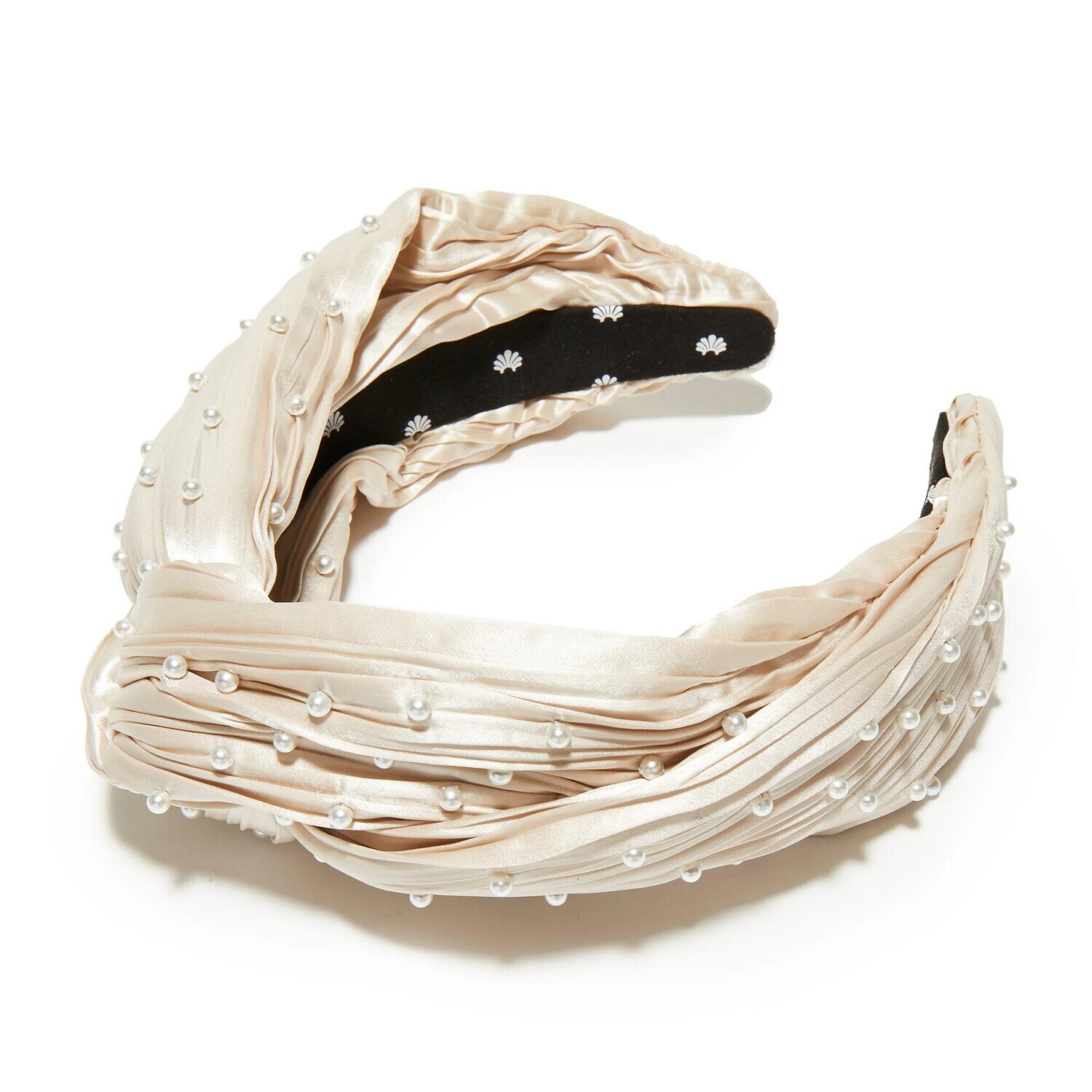Pearl Embellished Gretta Headband, Color: Bisque