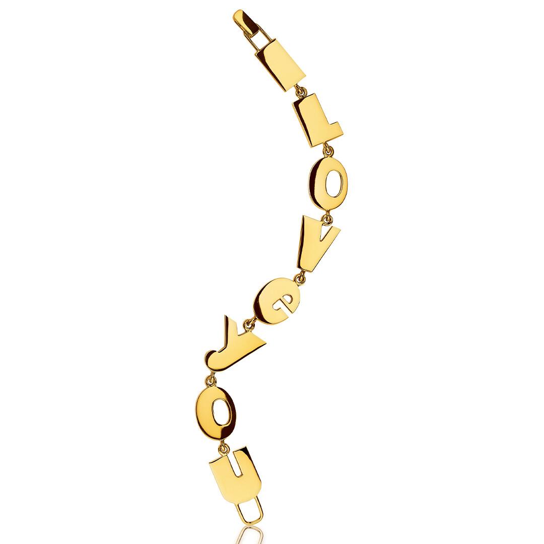 I Love You Vermeil Bracelet, Color: Gold