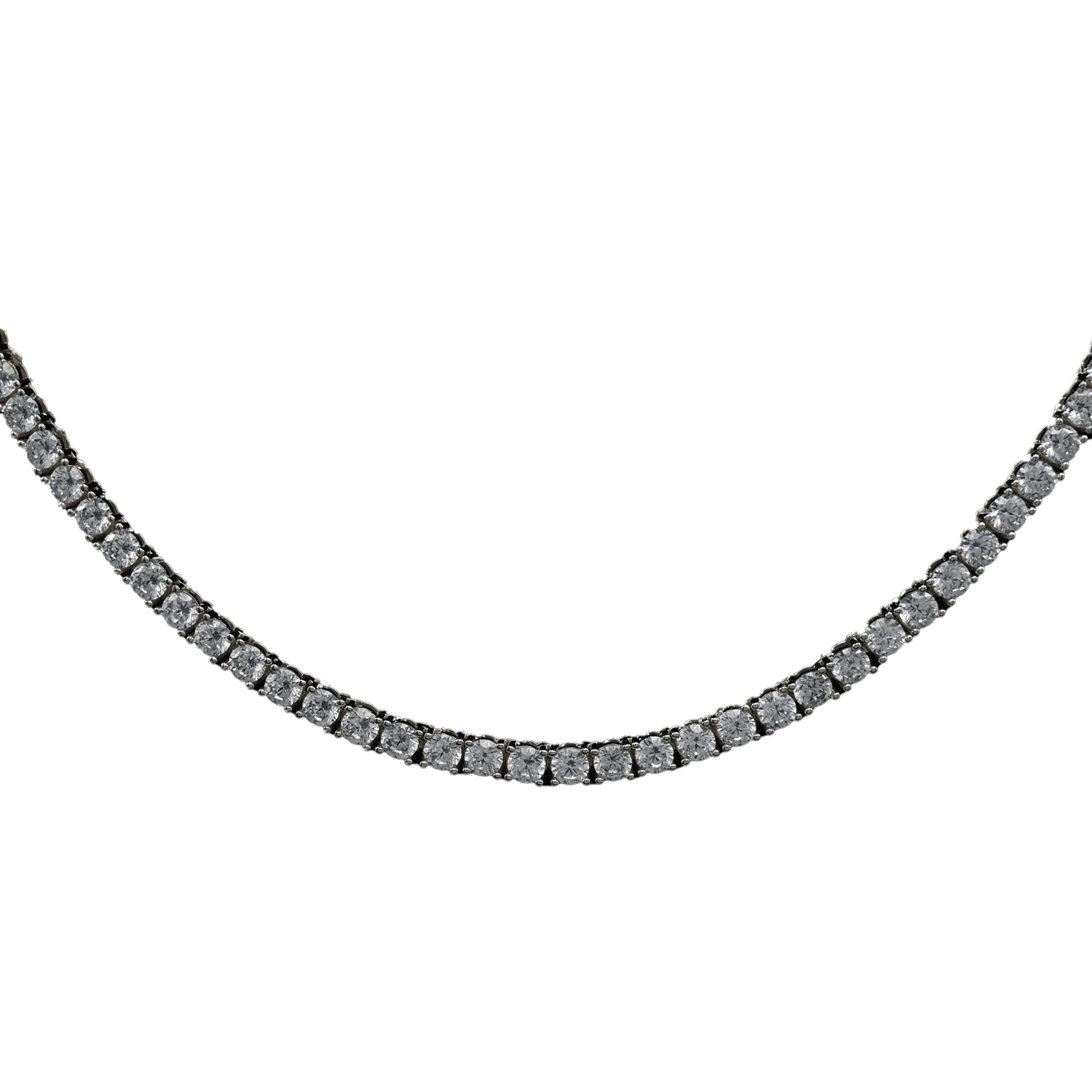 Silver CZ Tennis Necklace, Color: Silver