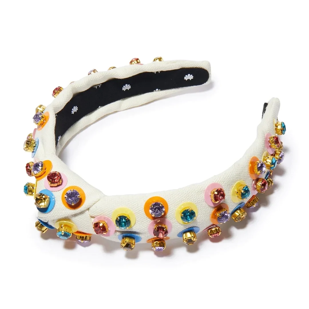 Gum ball Crystal Paillette Slim Knotted Headband, Color: Taffy Rainbow 999, Size: 0