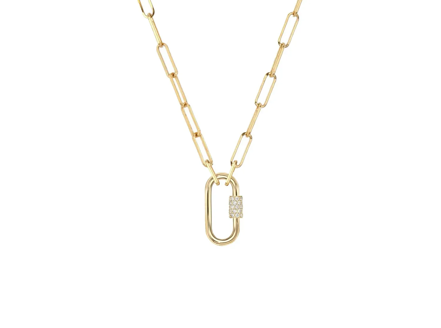 14k minioval link charm chip3 and diamond