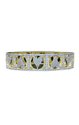 Bangle with Pave Trim and Pave Hearts