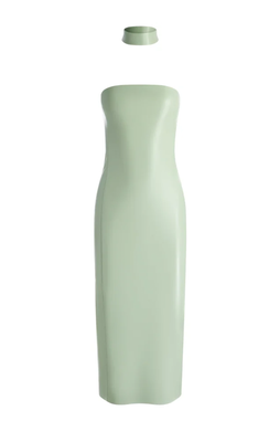 Georgie Vgn Lthr Midi Dress W Colar