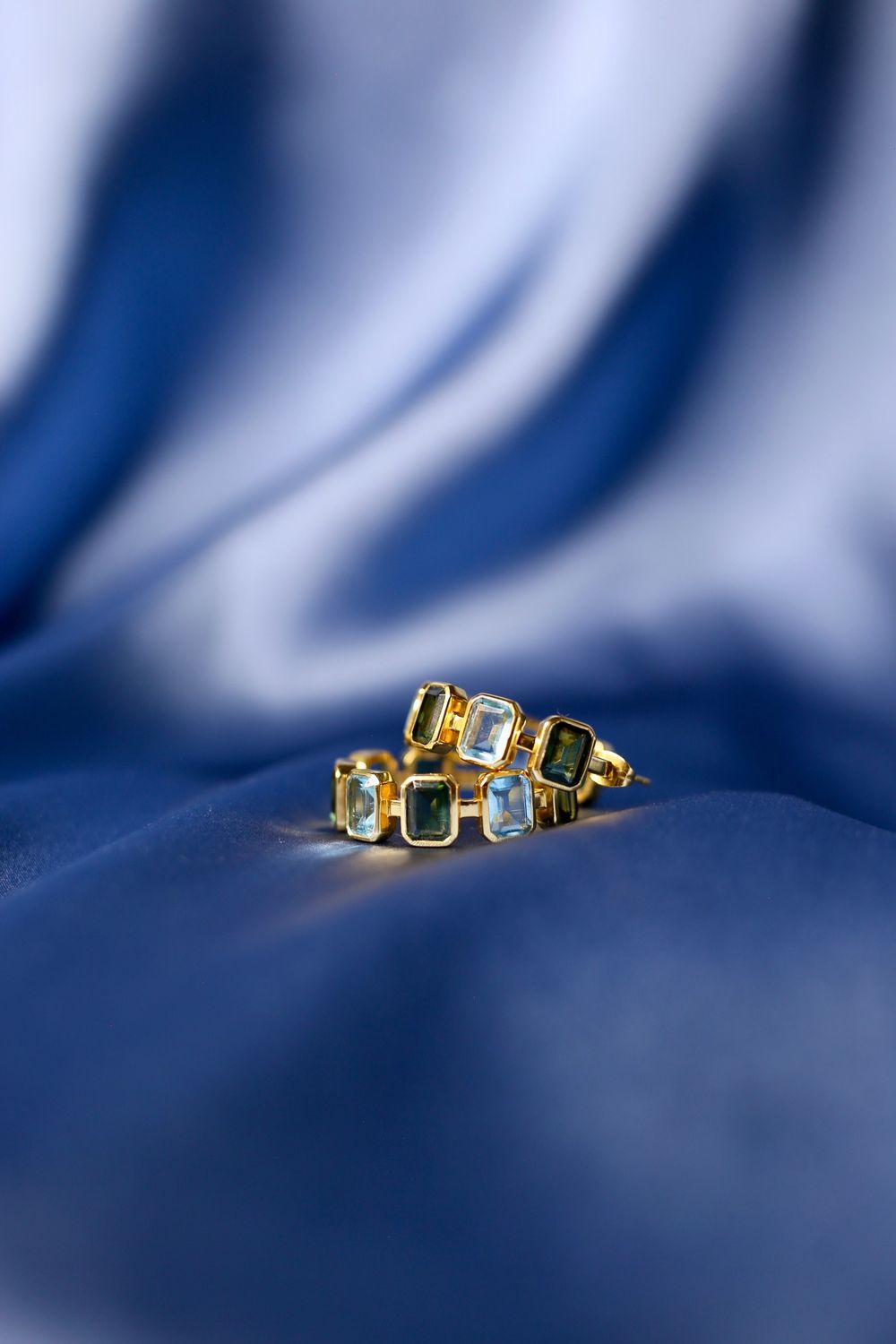 Gesu 30m Hoop Earring, Color: Ombre Blue White Gold Plated