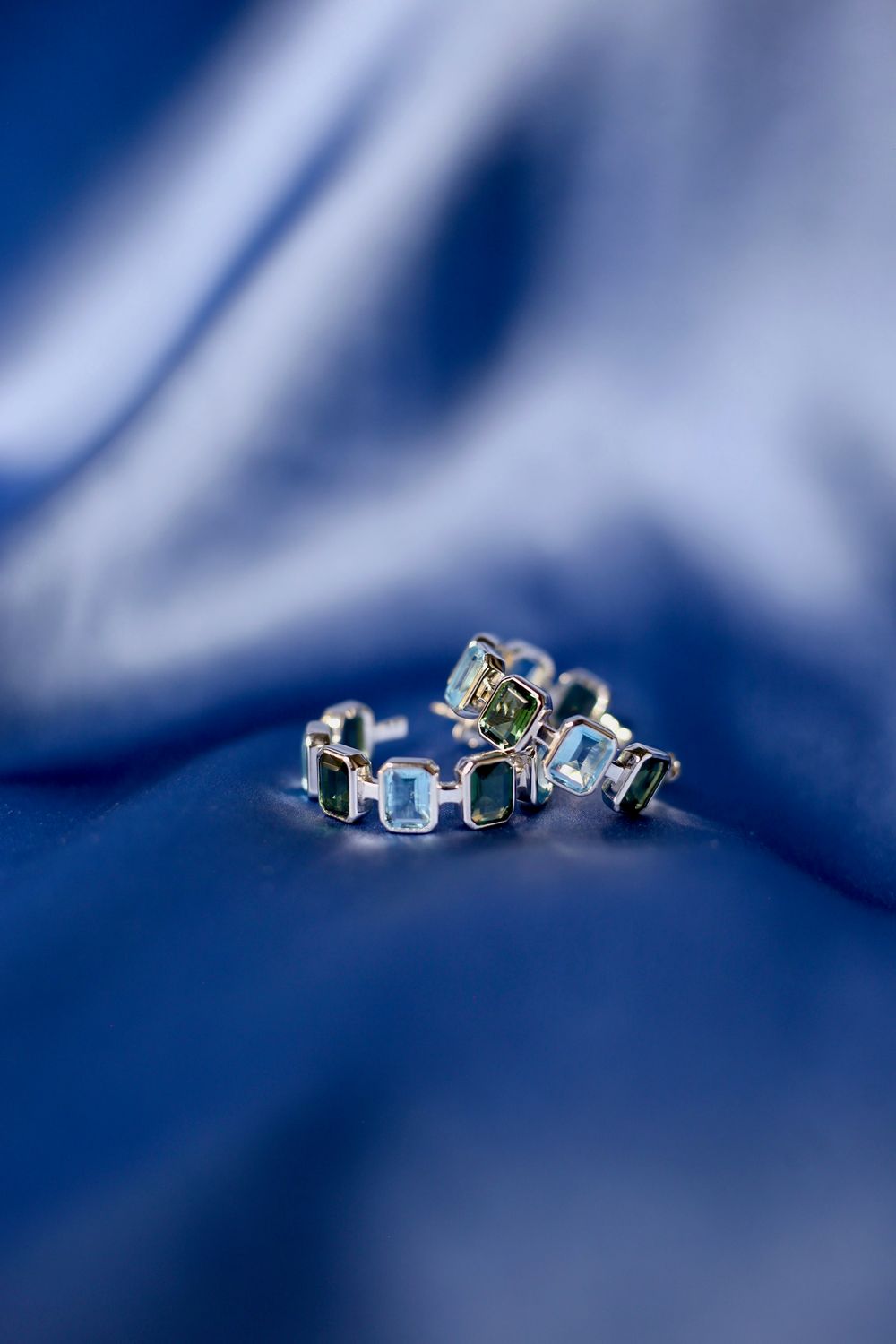 Gesu 30m Hoop Earring, Color: Ombre Blue 14k Yellow Gold Plated