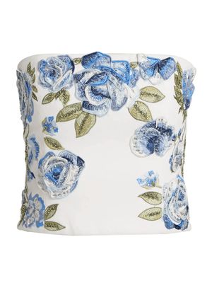 Cece Floral Embel Cropped Top