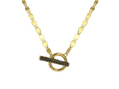 14ky treated blke diamond togle necklace