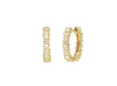 14k baguete diamond hoop earing