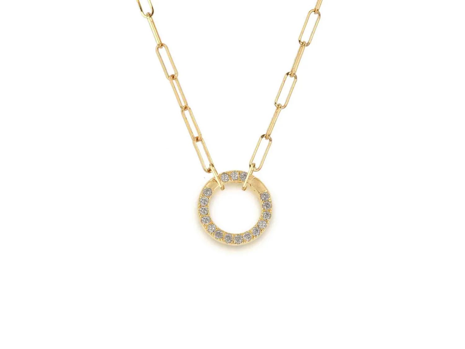 14k mini oval link charm clip and diamond