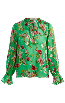 Moranne Tie Nk Blsn Ruffle Slv Top
