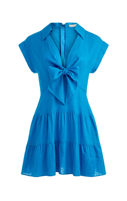 Mila V Nk Tie Ft Tiered Mini Dress