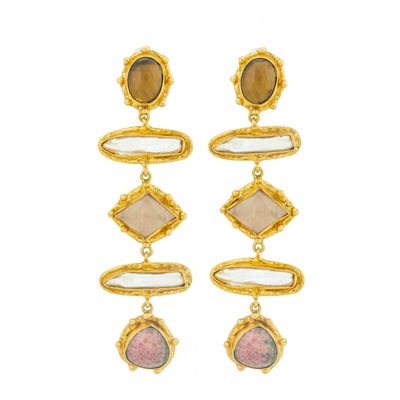 Boucles d&#39;oriele theodora tiger eye pearl pink quartz