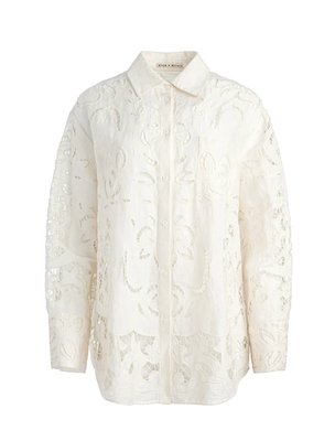 Finely Eyelet Oversized Btn Down Shirt