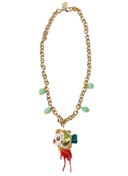 Collar corto de ceramica, Color: pesci corallini