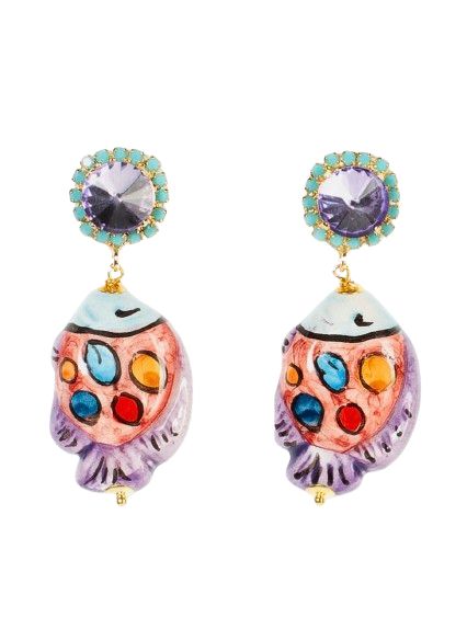 Pendientes cortos de ceramica, Color: pececito