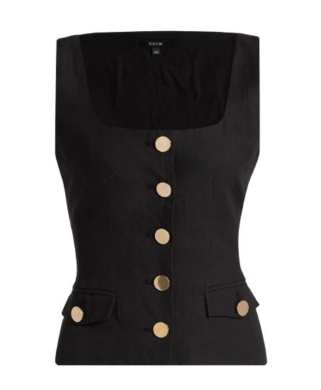 Georgia Scoop Neck Button Front Top