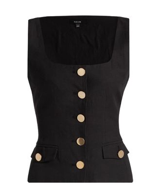 Georgia Scoop Neck Button Front Top
