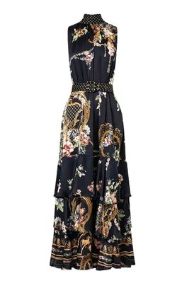 Highneck Tiered Ruffle Hem Dress
