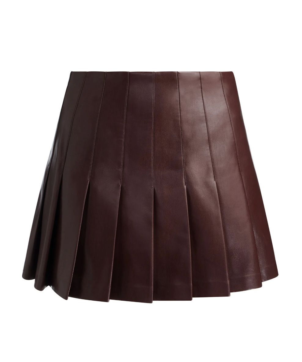 Carter Vegan Lthr Stitch Plt Mini Skirt