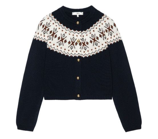 The Cashmere Fairisle Cardi, Color: Navy, Size: Xs