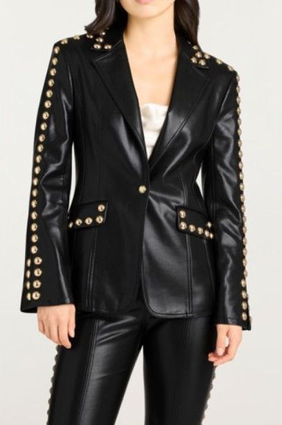 Studded Milly Jacket, Size: 4, Color: Black Gold