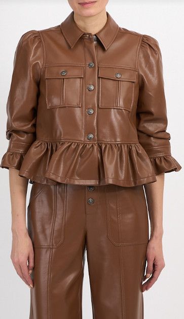 Lite Vegan Leather Delanie Jacket, Size: l, Color: Dark Sepia