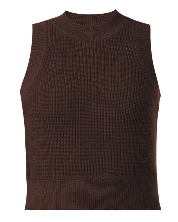 Demi High Crew Neck Tank, Color: Coffee Bean, Size: Xs
