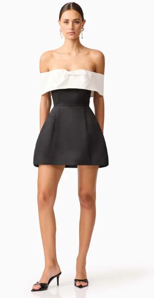 Sorrel Off Shoulder Mini Dress, Color: Black White, Size: Xs
