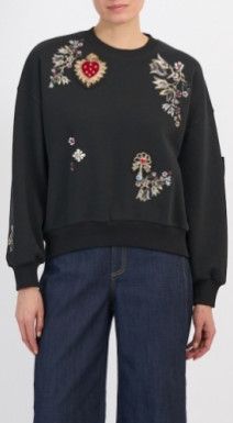 Heritage Patch Brandy Pullover, Color: Black Multi, Size: m