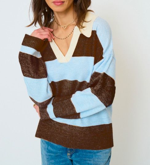 Marley Striped Rugby Sweater, Color: Red Multi, Size: s