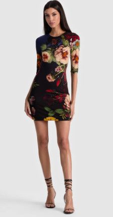 Delora Crew Nk Mini Dress, Color: Magic Garden Gradient, Size: 10