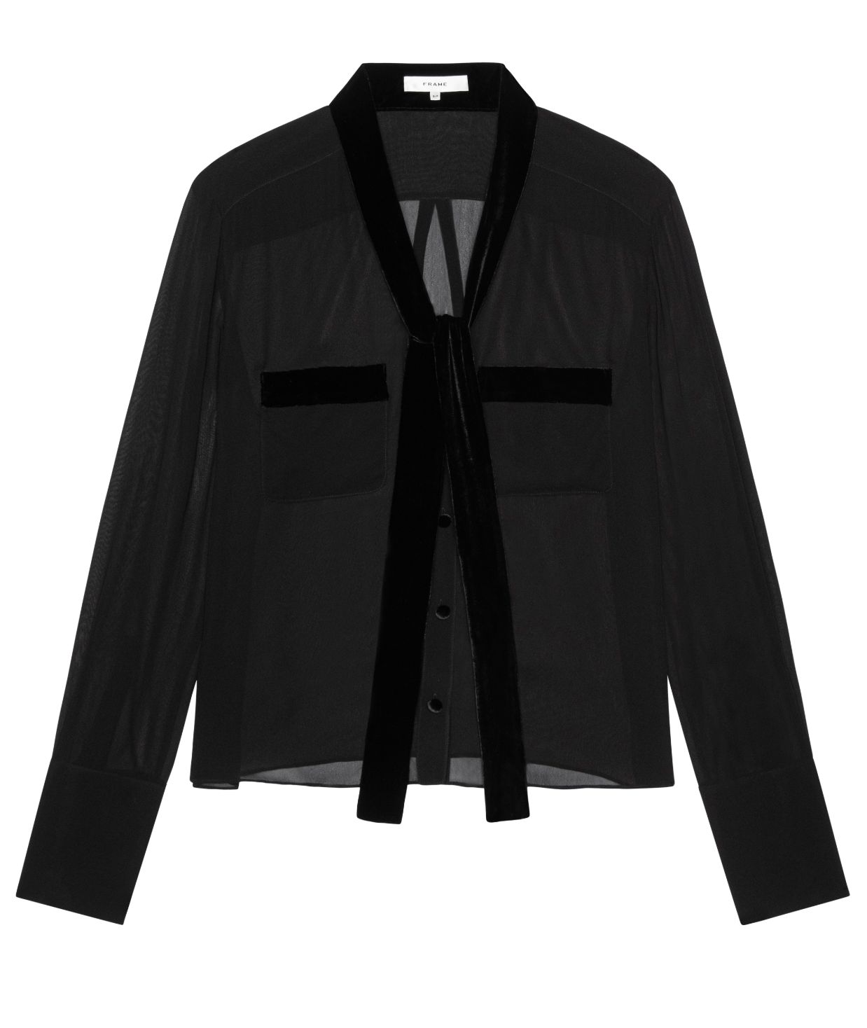 The Velvet Trim Modern Tie Blouse