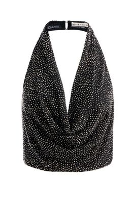 Dani Embell Deep Cowl Tie Bk Halter Top