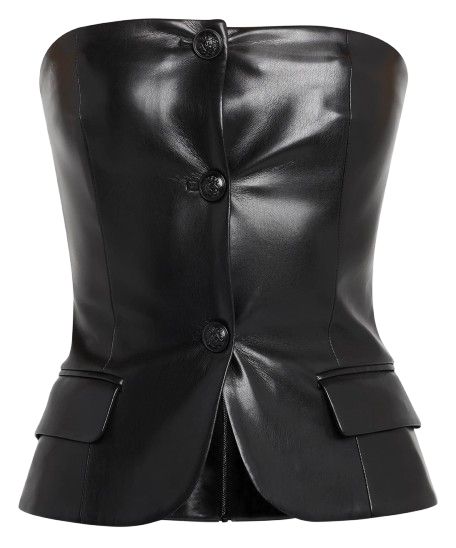 Madison Vgn Strpls Btn Down Blazer Bustier Top