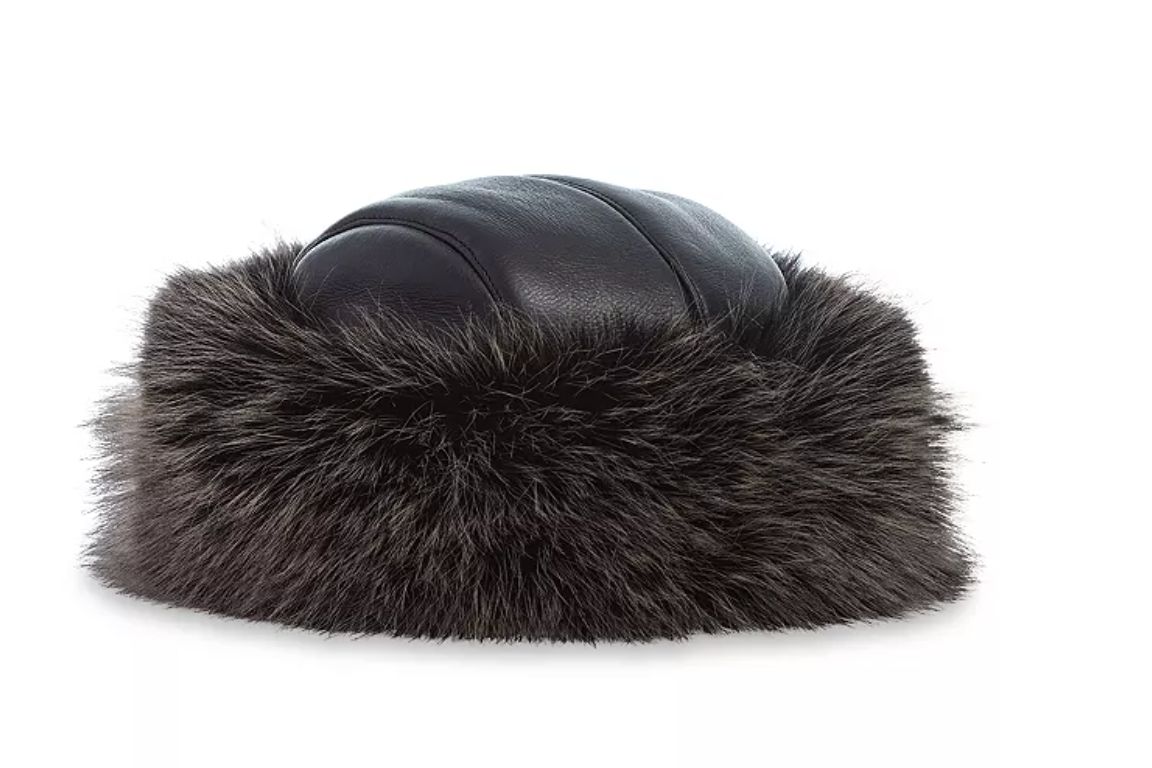 Faux Shearling And Fox Roller Hat