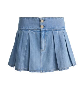 amy lr pleated denim mini skirt