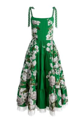 rosalee tie strap bustier tiered ankle length dress