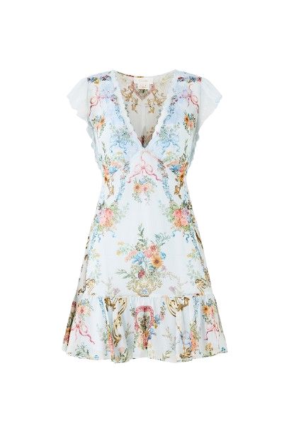 Ruffle Sleeve Short Dress