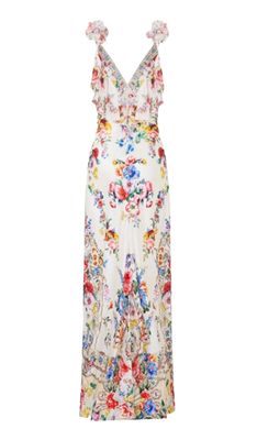 V Neck Bias Slip Dress W Back Frill