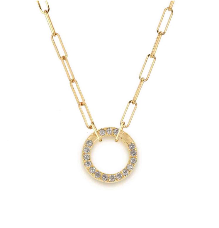 ROUND DIAMOND CHARM CLIP NECKLACE