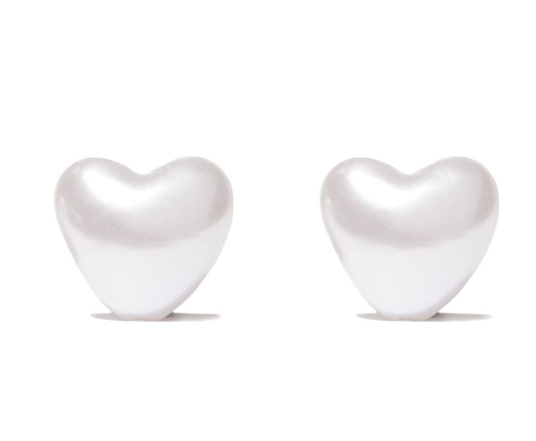 Pearl Heart Stud Earrings Pearl