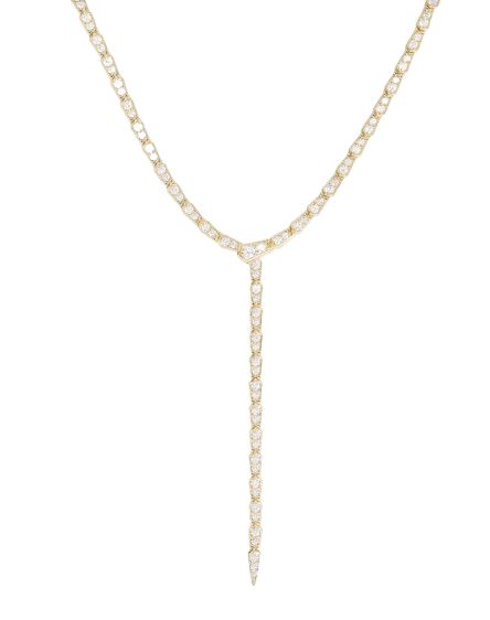 Pavé Serpent Lariat Necklace 16” GOLD-WHITE