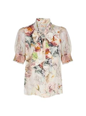 Brentley Tie Nk Puff Blouse
