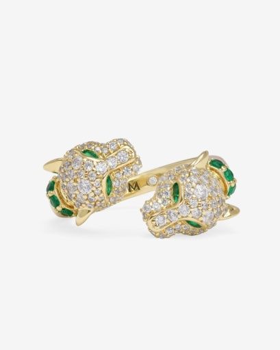 Jaguar Pavé Ring, Color: GOLD-WHITE, Size: 5
