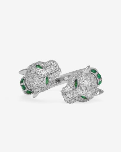 Jaguar Pavé Ring, Color: SILVER-WHITE, Size: 5