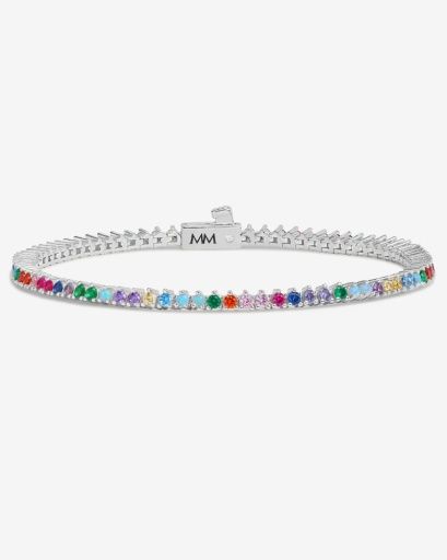 Baby Not Your Basic Tennis Bracelet, Color: SILVER-RAINBOW, Size: 6.5