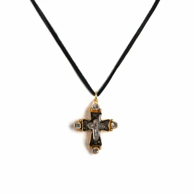 Maria Cross Charm Necklace Gold 14”15”16”