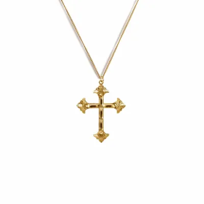 Resurrection Crystal Cross Charm Necklace Gold 14”15”16”