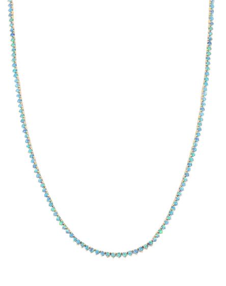 Not Your Basic Blue Opal Tennis Necklace 16'