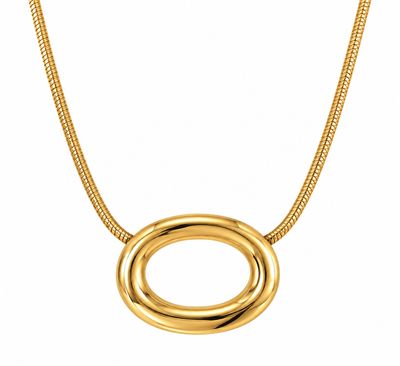 Gold Plated Necklace Oval Pendant